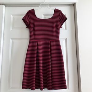 ModCloth dress maroon and black stripes